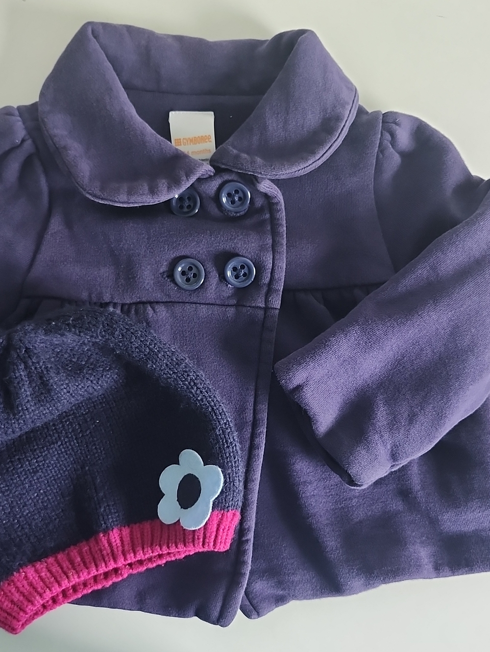 Gymboree Navy Toddler Peacoat with Pink-Trim Beanie